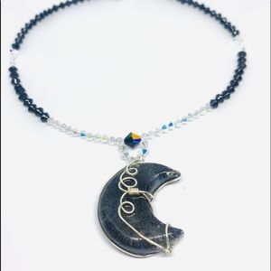 Resin Wrapped Moon with Swarovski Crystals